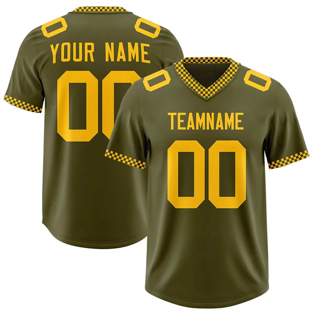 Olive Yellow Square Neckline Football Jersey