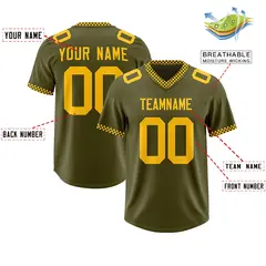 Olive Yellow Square Neckline Football Jersey 2