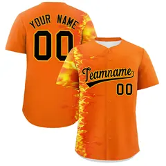 Orange 3D Flame Authentic Baseball Jersey