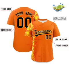 Orange 3D Flame Authentic Baseball Jersey 2