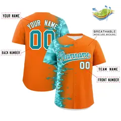 Orange 3D Flame Authentic Baseball Jersey 2