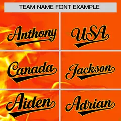 Orange 3D Flame Full-Zip Varsity Letterman Bomber Jacket 3
