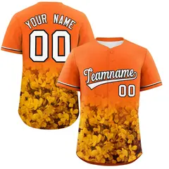 Orange 3D Flower Design Authentic Baseball Jersey 1