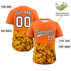 Orange 3D Flower Design Authentic Baseball Jersey 2