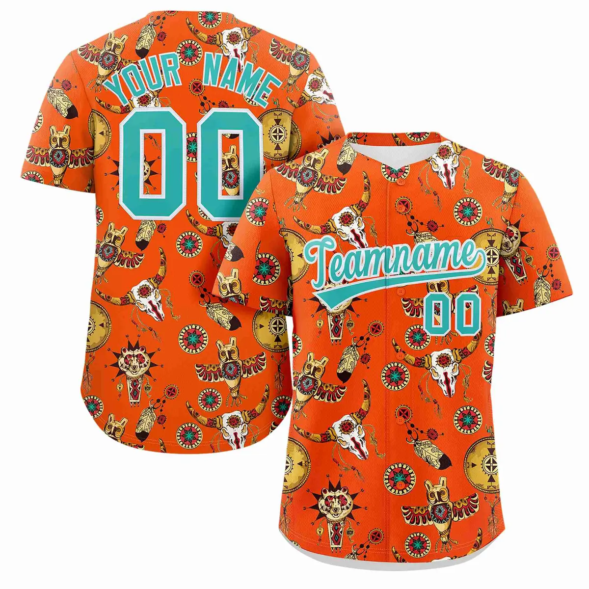 Orange 3D Graffiti Pattern Authentic Baseball Jersey