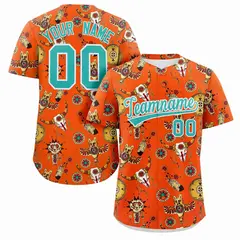 Orange 3D Graffiti Pattern Authentic Baseball Jersey