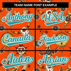Orange 3D Graffiti Pattern Authentic Baseball Jersey 3