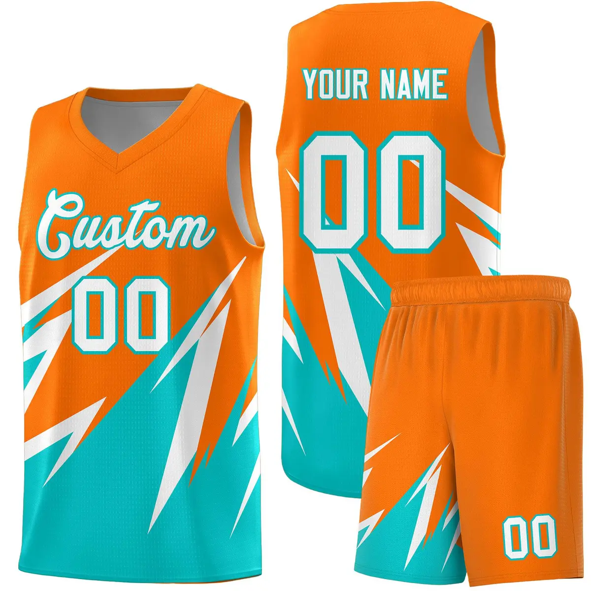 Orange Abstract Mountain Pattern Basketball Jersey