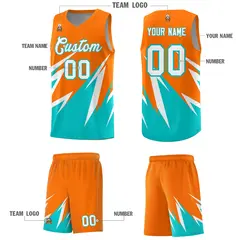 Orange Abstract Mountain Pattern Basketball Jersey 4