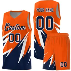 Orange Abstract Mountain Pattern Basketball Jersey 1