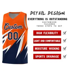 Orange Abstract Mountain Pattern Basketball Jersey 2