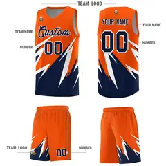 Orange Abstract Mountain Pattern Basketball Jersey 4