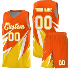 Orange Abstract Mountain Pattern Basketball Jersey 1
