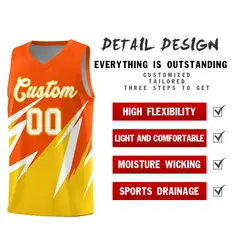 Orange Abstract Mountain Pattern Basketball Jersey 2