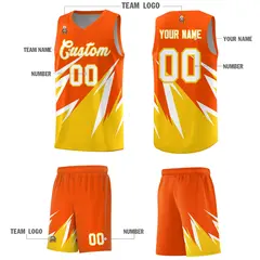 Orange Abstract Mountain Pattern Basketball Jersey 4