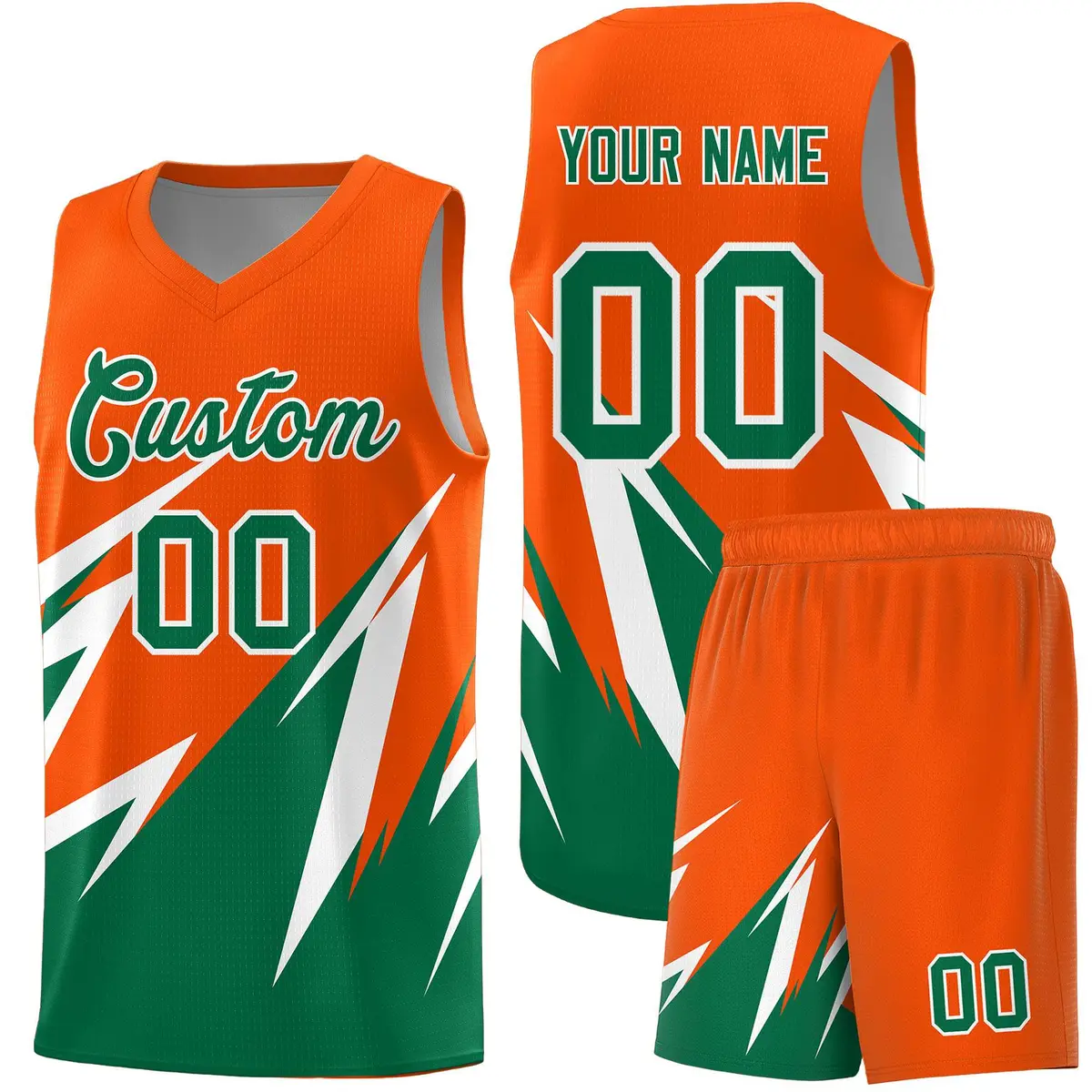 Orange Abstract Mountain Pattern Basketball Jersey