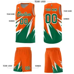 Orange Abstract Mountain Pattern Basketball Jersey 4