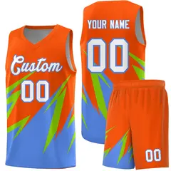 Orange Abstract Mountain Pattern Basketball Jersey 1