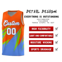 Orange Abstract Mountain Pattern Basketball Jersey 2