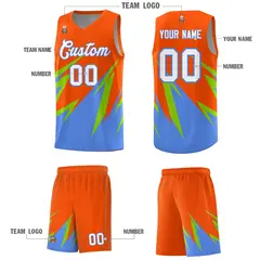 Orange Abstract Mountain Pattern Basketball Jersey 4