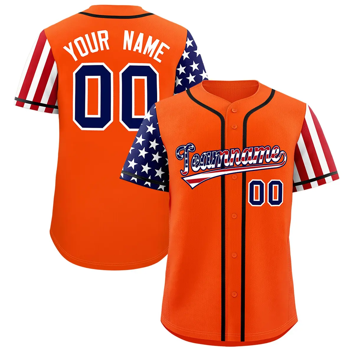 Orange American Flag Design Baseball Jersey