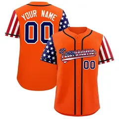 Orange American Flag Design Baseball Jersey