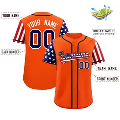 Orange American Flag Design Baseball Jersey 2