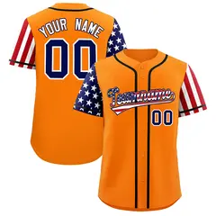 Orange American Flag Design Baseball Jersey 1