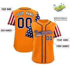 Orange American Flag Design Baseball Jersey 2