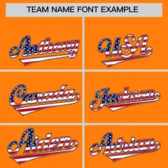 Orange American Flag Design Baseball Jersey 3