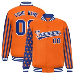 Orange American Flag Varsity Letterman Bomber Jacket 1