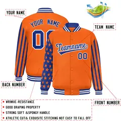 Orange American Flag Varsity Letterman Bomber Jacket 2