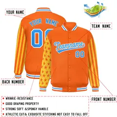Orange American Flag Varsity Letterman Bomber Jacket 2