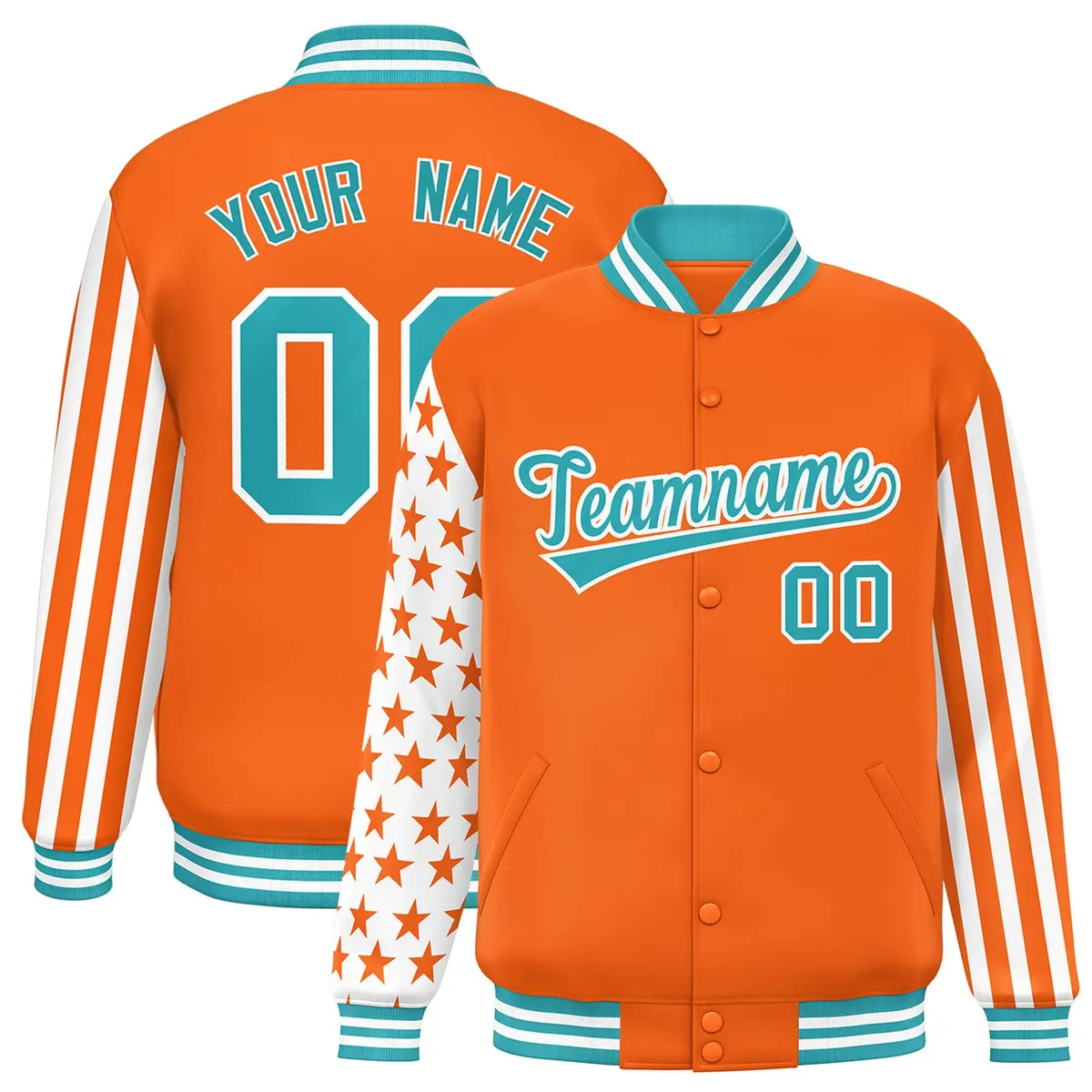 Orange American Flag Varsity Letterman Bomber Jacket