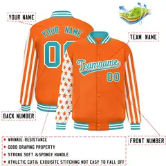 Orange American Flag Varsity Letterman Bomber Jacket 2