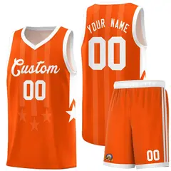 Orange and White Gradient Star Graffiti Basketball Jersey
