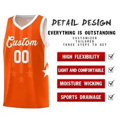 Orange and White Gradient Star Graffiti Basketball Jersey 2