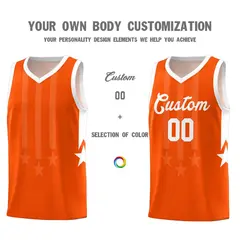 Orange and White Gradient Star Graffiti Basketball Jersey 3