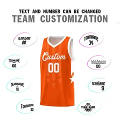 Orange and White Gradient Star Graffiti Basketball Jersey 4