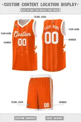 Orange and White Gradient Star Graffiti Basketball Jersey 5