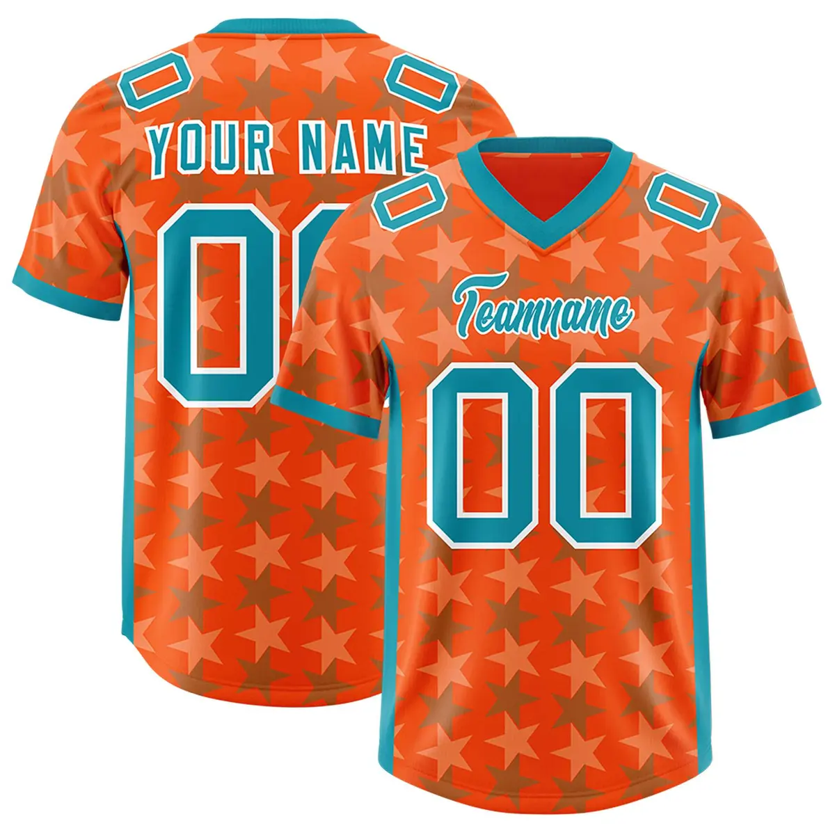 Orange Aqua All Star Graffiti Pattern Football Jersey