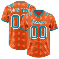Orange Aqua All Star Graffiti Pattern Football Jersey 1