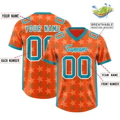 Orange Aqua All Star Graffiti Pattern Football Jersey 2