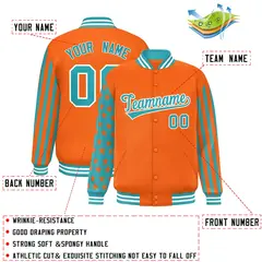 Orange Aqua American Flag Full-Snap Raglan Letterman Jacket 2