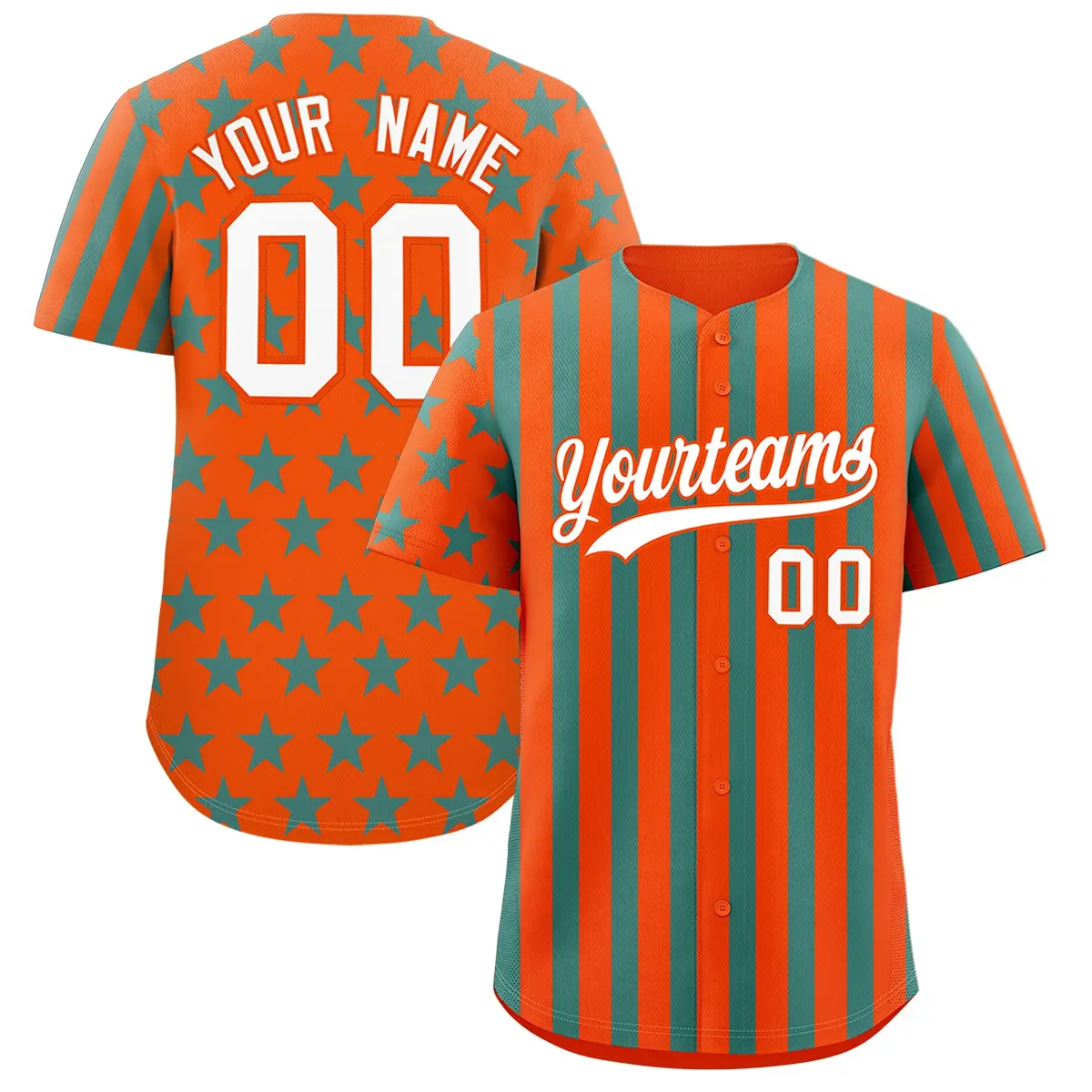 Orange Aqua American Flag Graffiti Baseball Jersey
