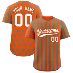Orange Aqua American Flag Graffiti Baseball Jersey 1
