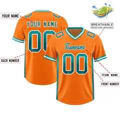 Orange Aqua and Aqua Sides Gradient Fashion Football Jersey 2