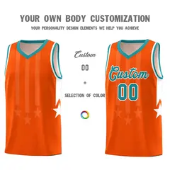 Orange Aqua and White Gradient Star Graffiti Basketball Jersey 3