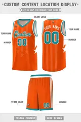 Orange Aqua and White Gradient Star Graffiti Basketball Jersey 5