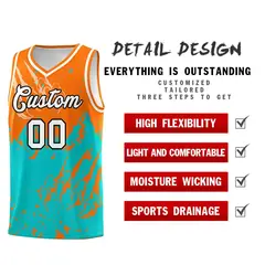 Orange Aqua Beast Pattern Sports Basketball Jersey 2